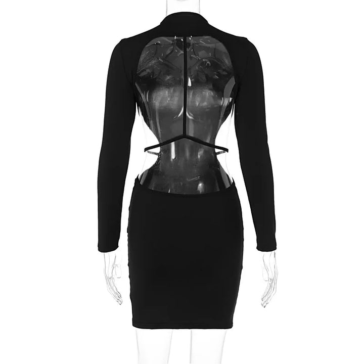 Tight Mini Dress with Open Back - Jade