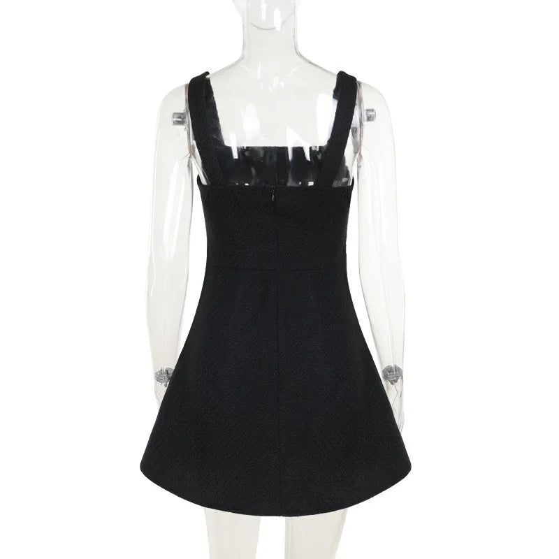 Woven mini dress in A-line cut with pocket decoration - Mili