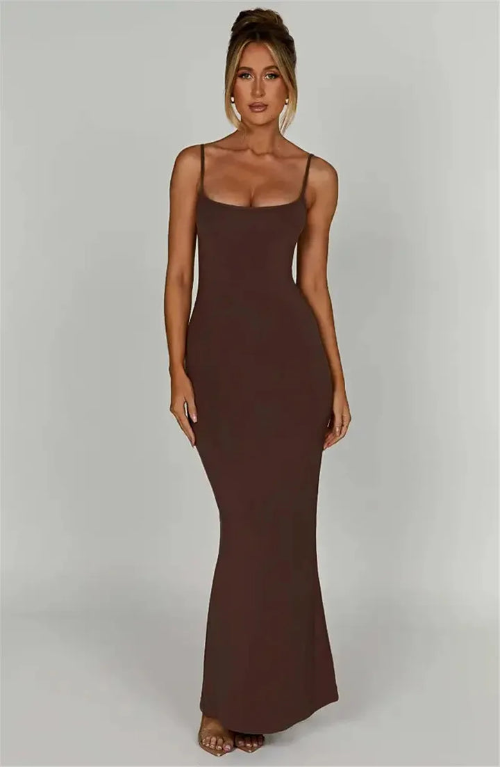 Fitted maxi dress with shaping fabric - Jordi