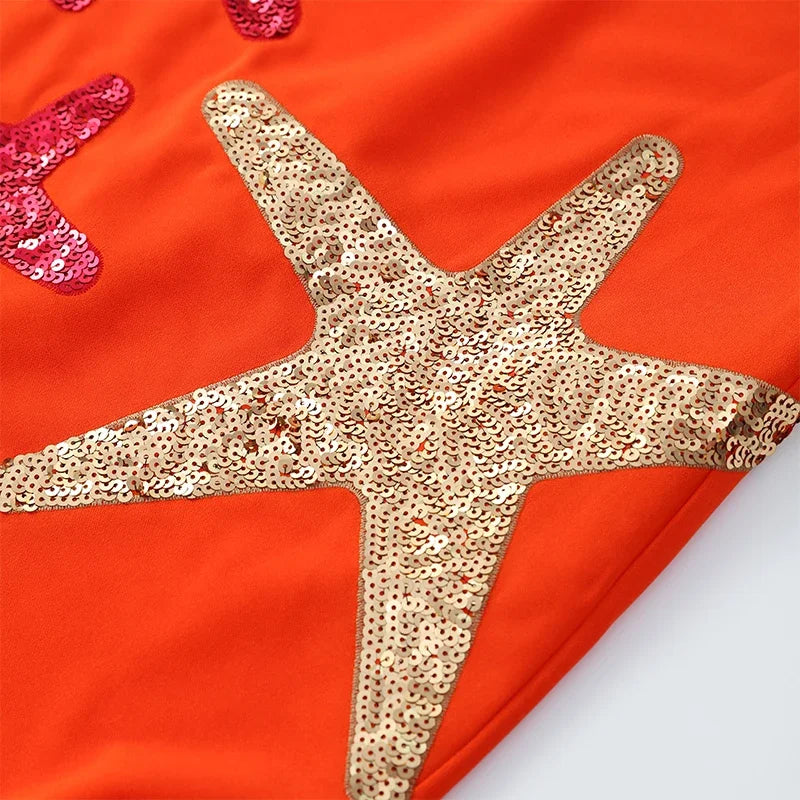 Mini Dress with Sequin Starfish Detail - Daisy