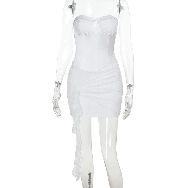 Strapless mini dress with lace trim - Marian