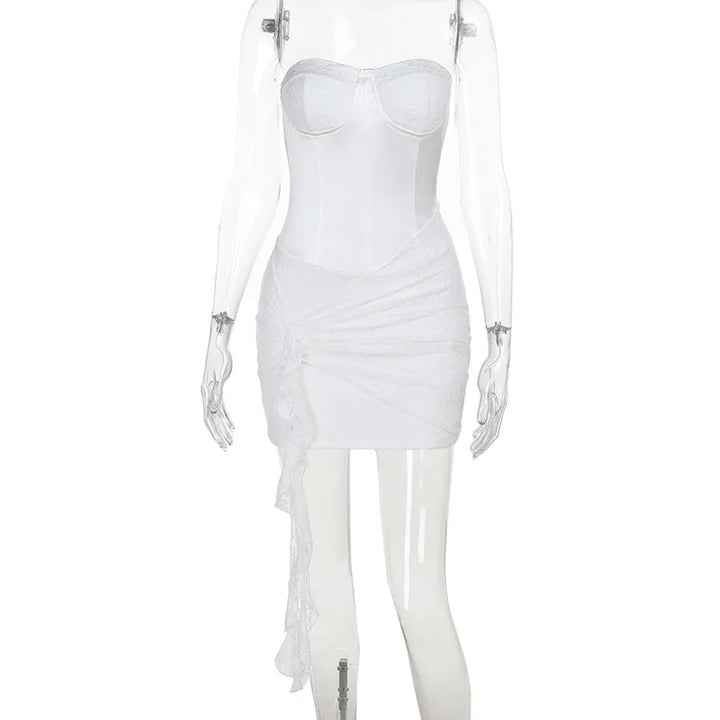 Strapless mini dress with lace trim - Marian
