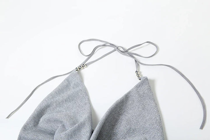 Knitted Sequin Maxi Dress with Draped Collar and Open Back - Gracie