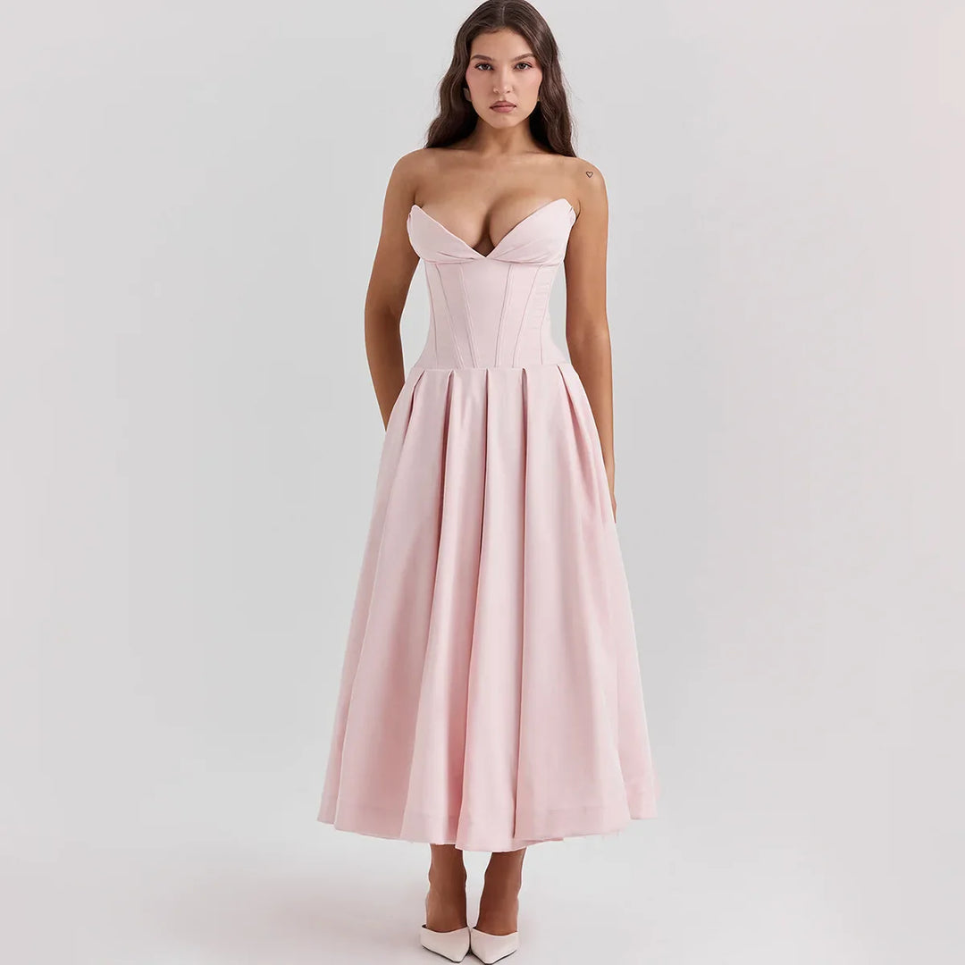 Strapless Midi Dress with Pockets - Fanny