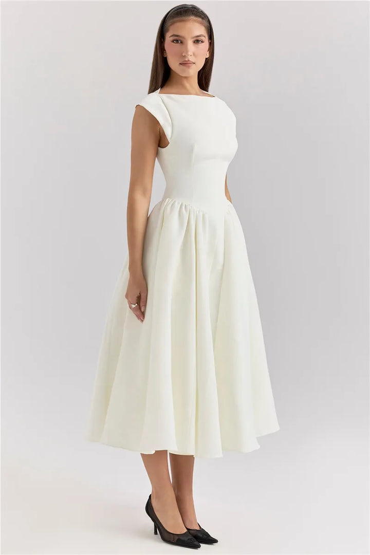 A-Line Midi Dress with Open Back - Rona Lee