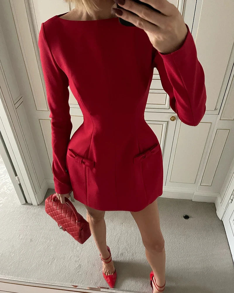 A-line mini dress with bow decoration - Alma