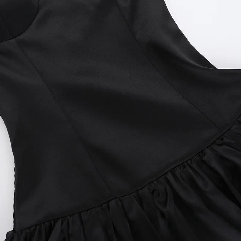 Strapless Satin Mini Dress with Balloon Ruching Design - BELLEN