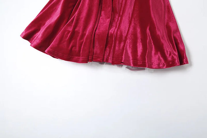 Velvet Ruffled Mini Dress with A-Line Cut - SOFIA