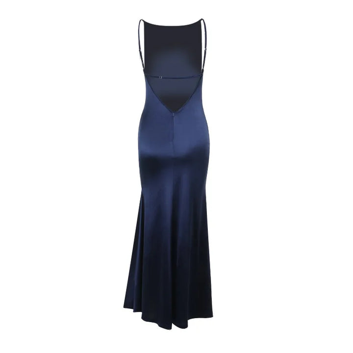 Maxi satin dress with open back - Rain