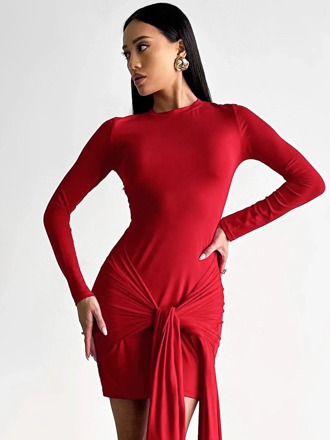 Mini dress with tie design and ruffles - Orna