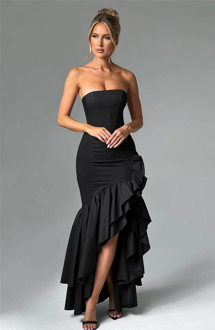 Maxi strapless ruffled dress with slit design - Rita