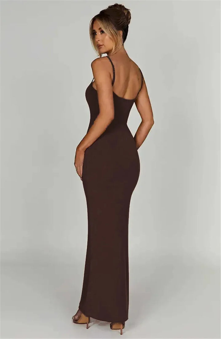 Fitted maxi dress with shaping fabric - Jordi