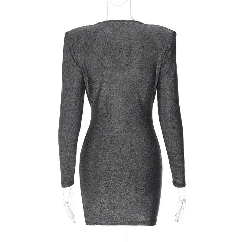 Mini Glitter Dress with V-Neck - Maia