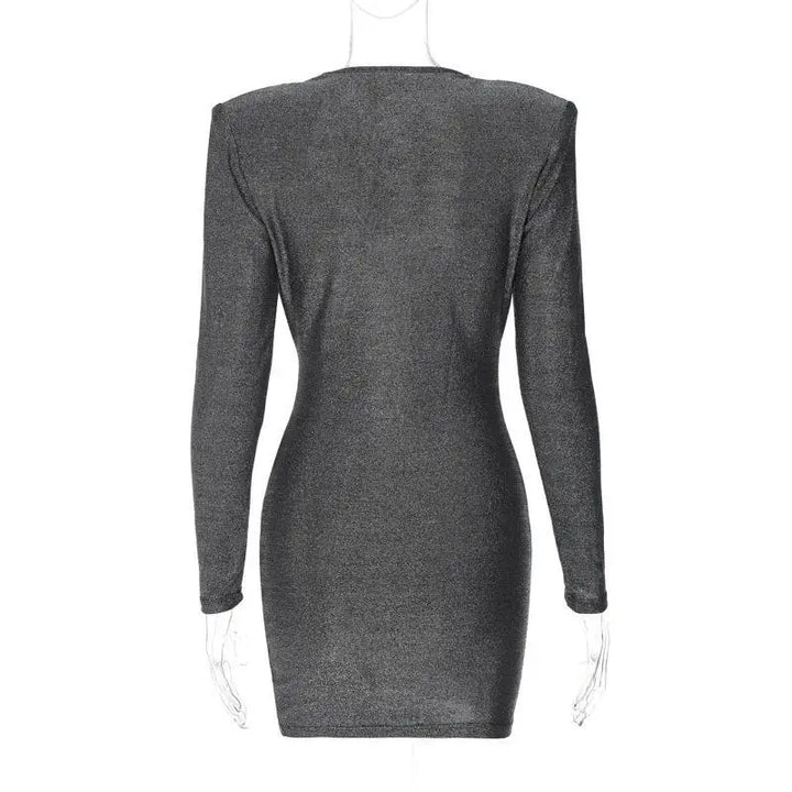 Mini Glitter Dress with V-Neck - Maia