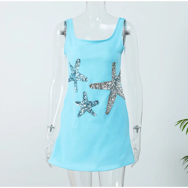Mini Dress with Sequin Starfish Detail - Daisy