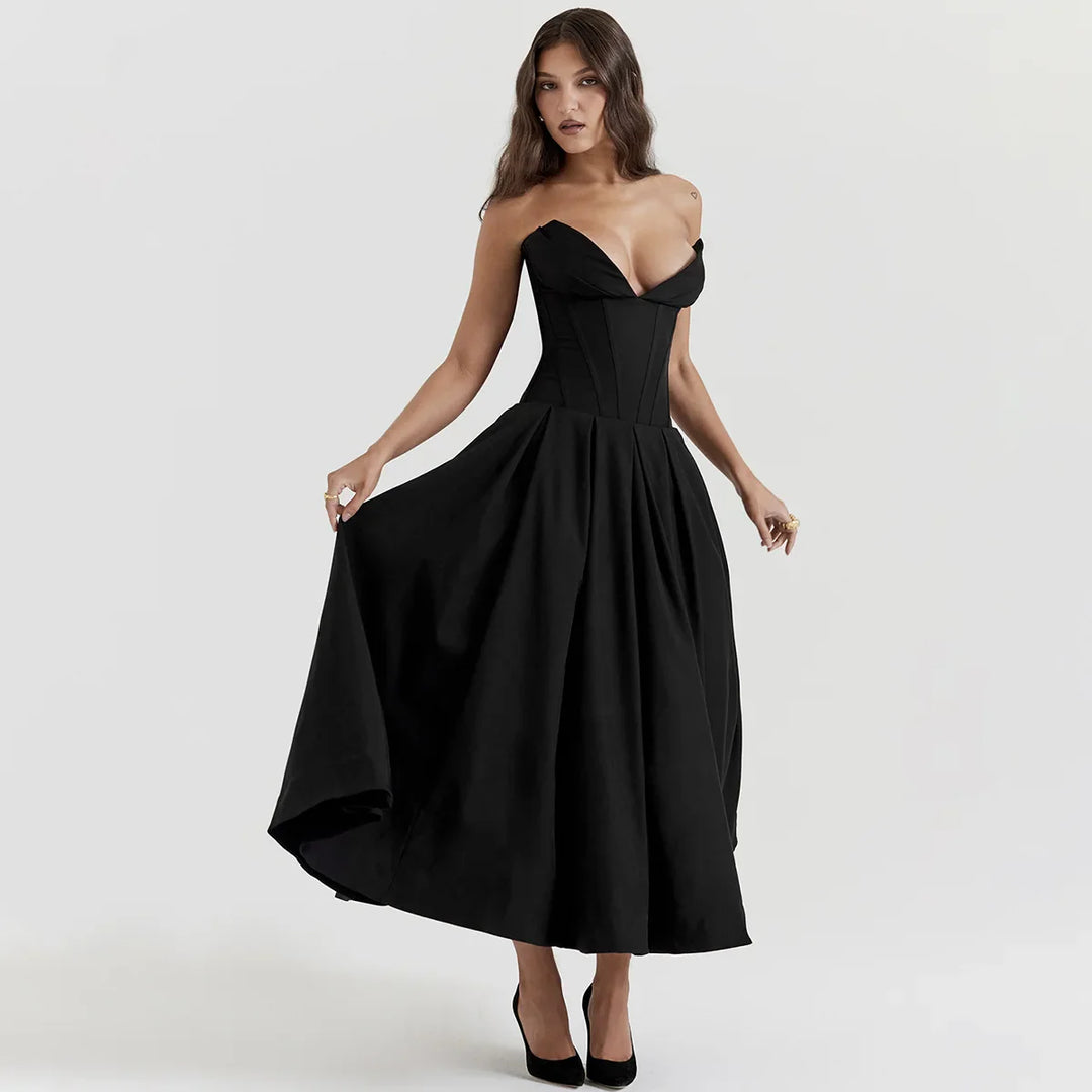 Strapless Midi Dress with Pockets - Fanny