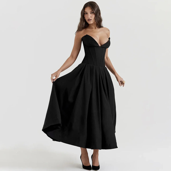 Strapless Midi Dress with Pockets - Fanny