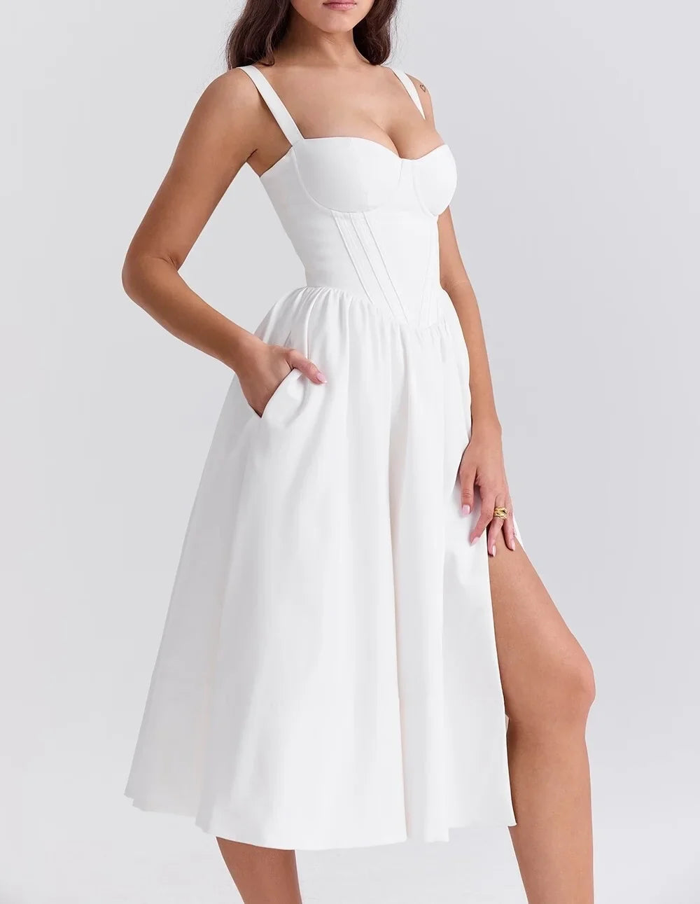 A-Line Midi Dress with Slit Detail - Paloma