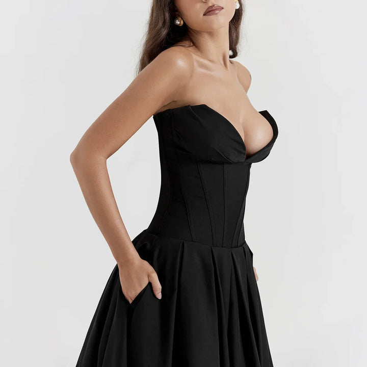 Strapless Midi Dress with Pockets - Fanny