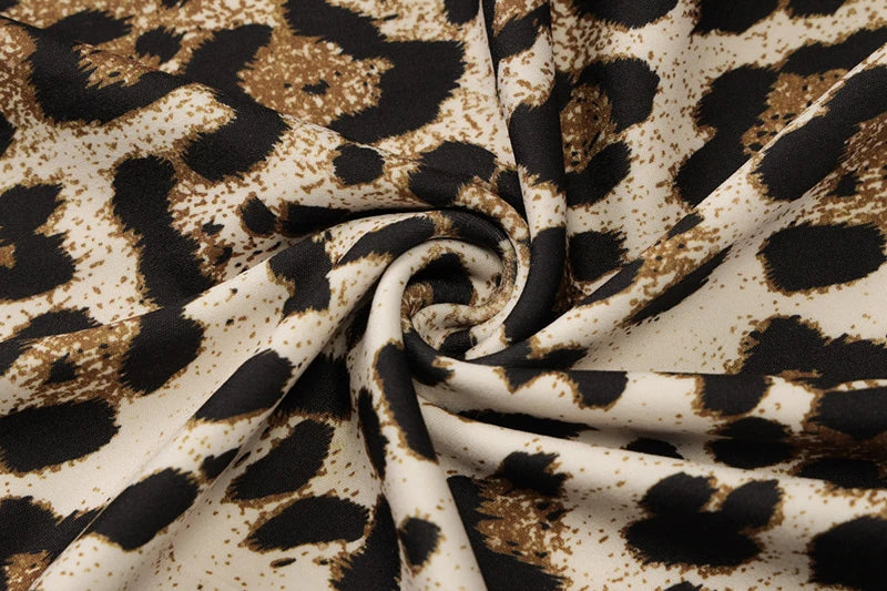 Leopard print maxi dress with turtleneck - Marilyn
