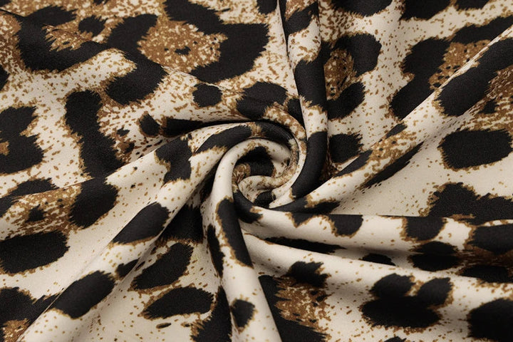 Leopard print maxi dress with turtleneck - Marilyn