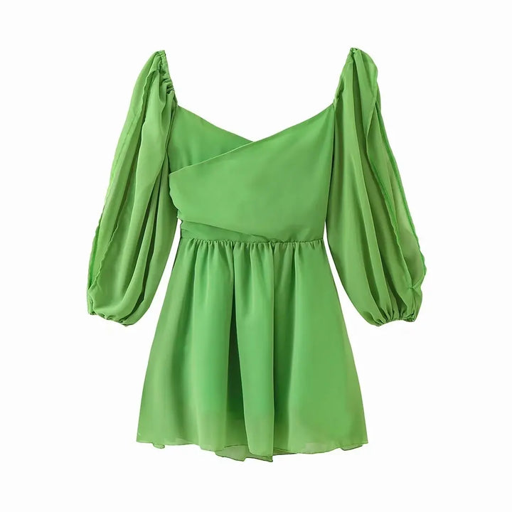 Mini Dress with Ruffle and Open Sleeves - Noya Lee