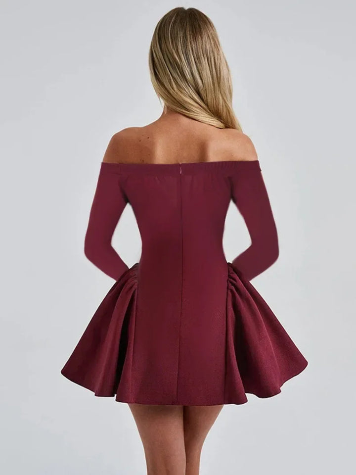 A-Line Mini Dress with Off-the-Shoulder Design - Bailey