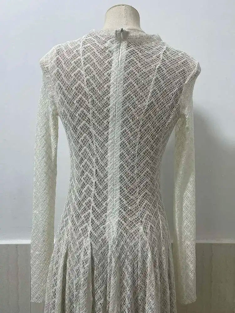Elegant evening maxi dress with woven A-line design - Libby