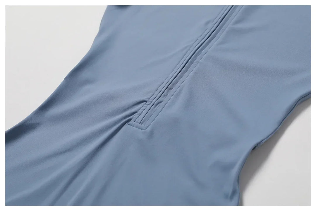Short/long sporty fitted jumpsuit with shaping fabric and zipper closure - Andi