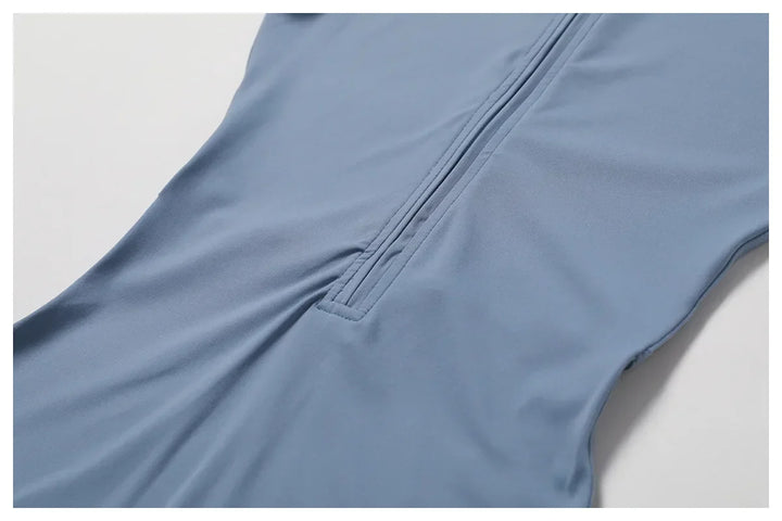 Short/long sporty fitted jumpsuit with shaping fabric and zipper closure - Andi
