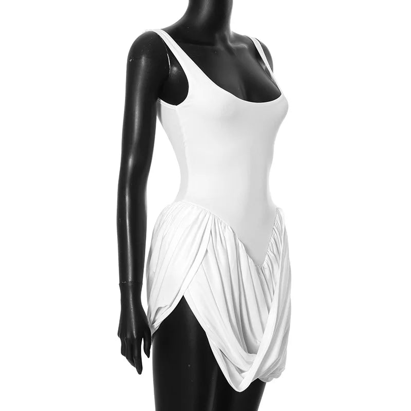 Pleated Mini Dress with Slit Design - Ronali