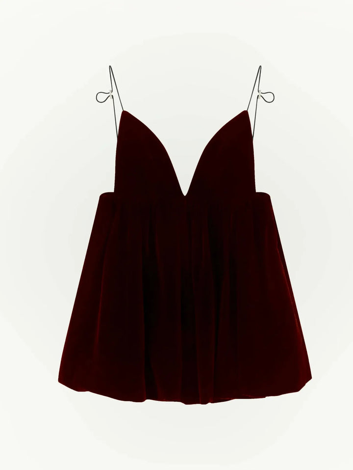Velvet Mini Balloon Dress with Open Back - Myla
