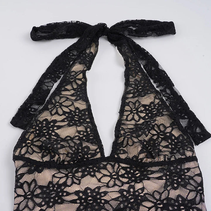 Mini pleated dress with lace bodysuit design - LISS