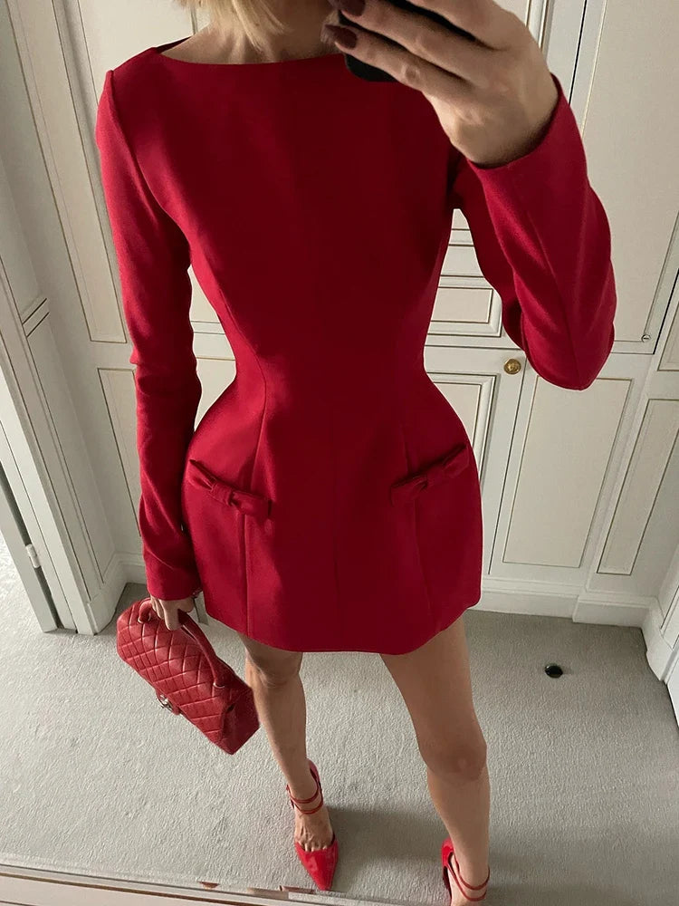 A-line mini dress with bow decoration - Alma