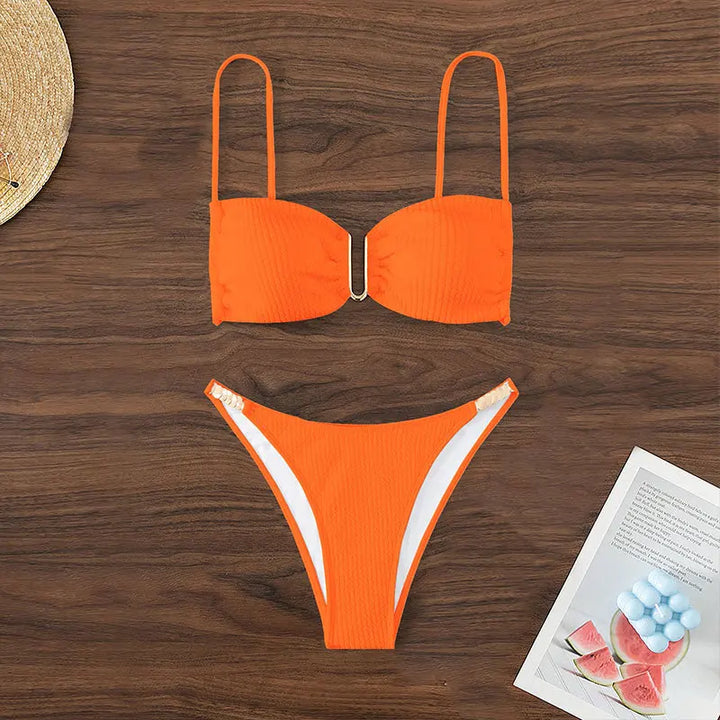 Bikini with gold buckle decoration - Maureen