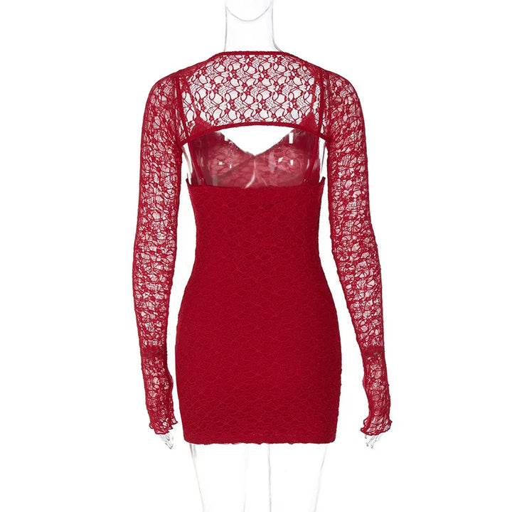 Lace mini dress with matching cap sleeve decoration - Eliraz