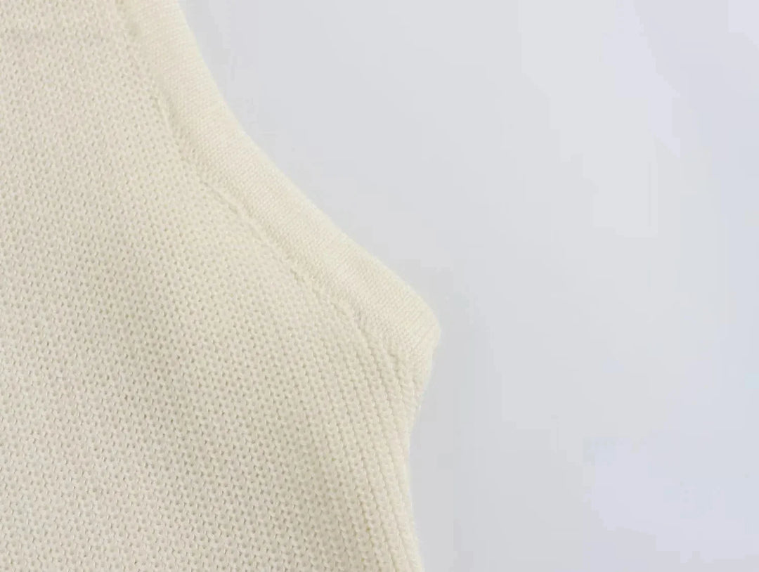 Elegant Knitted Midi Dress with Button Decoration and Small Slit - Pierre