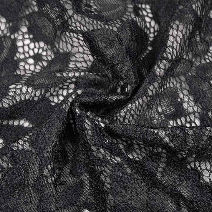 Maxi Dress with Ruching, Collar Cut, Opaque Lace Design, and Open Back - Elliana