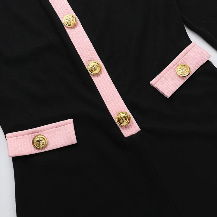 Short Knitted Tailored Jumpsuit with Button Detail - Hattie