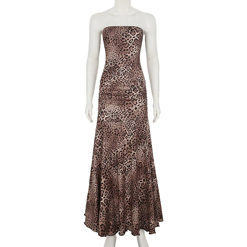Strapless leopard print maxi dress - Frida