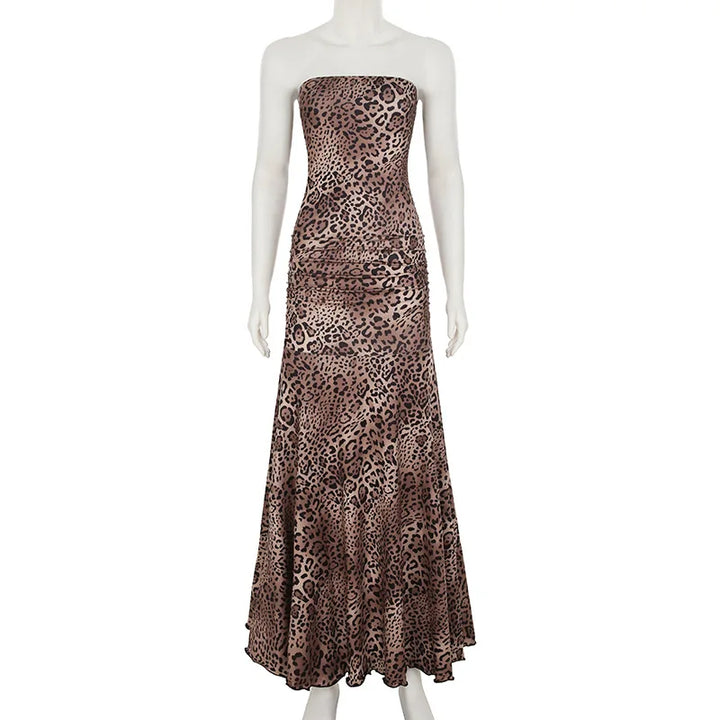Strapless leopard print maxi dress - Frida
