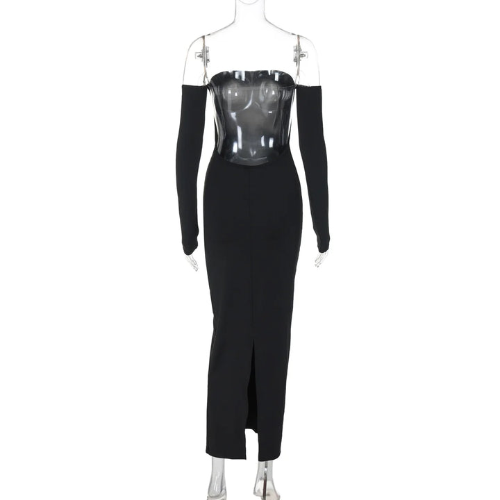 Fitted Shaping Fabric Maxi Dress with Open Back - Avera