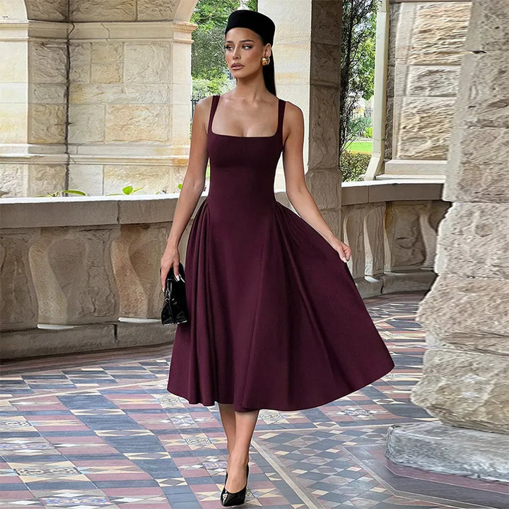 Elegant Midi A-Line Dress - Saar