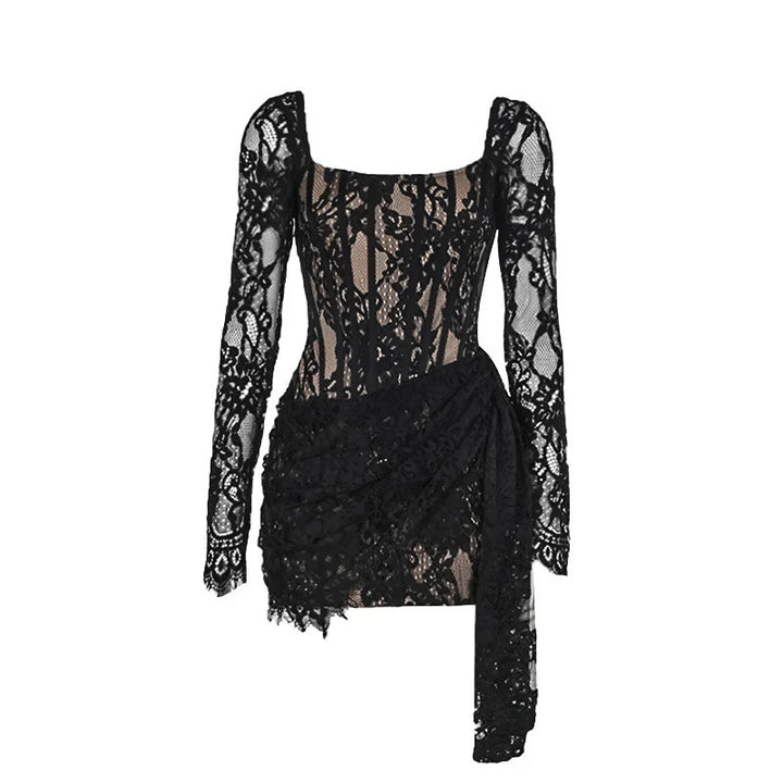 Lace mini dress with corset design - Ella Lee