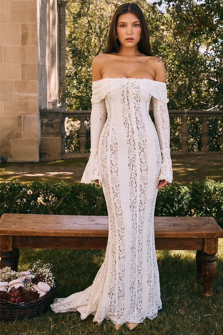 Off-shoulder lace maxi dress - Jane