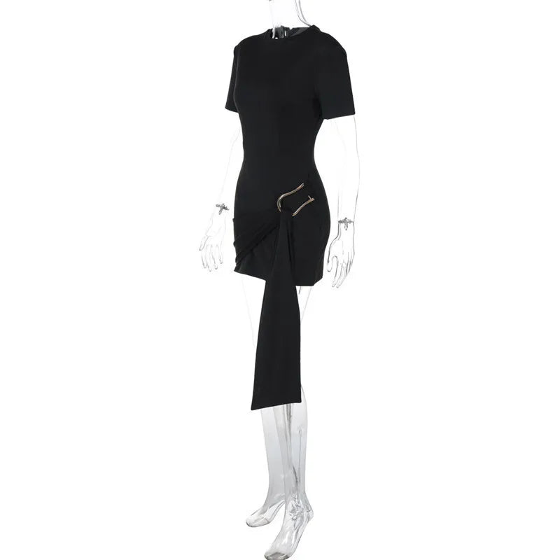 Mini dress with special design, buckle, and train decoration - Morgan