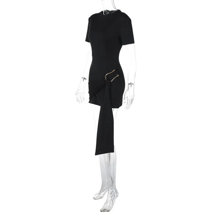 Mini dress with special design, buckle, and train decoration - Morgan