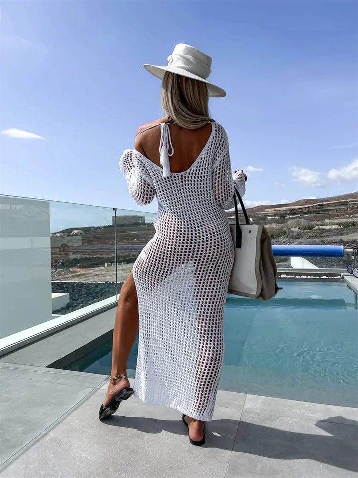 Mesh Maxi Beach Dress with Slit Design - Miranda