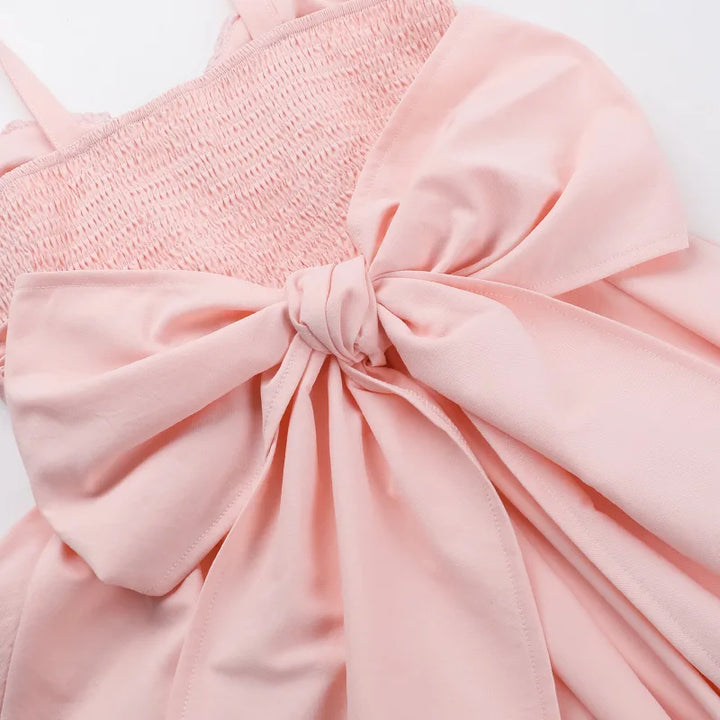 A-line mini dress with corset design and bow tie detail on the back - Kaiya