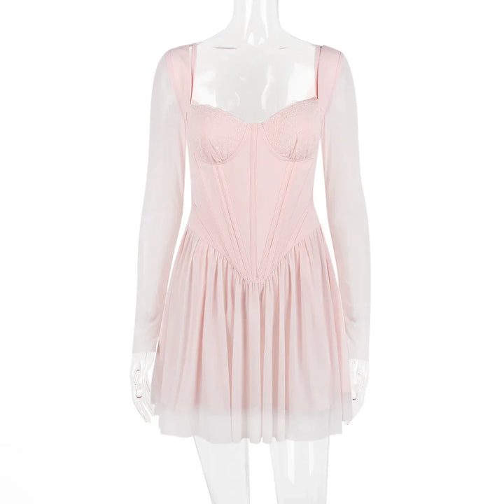 Chiffon mini dress with corset design - ROSIE